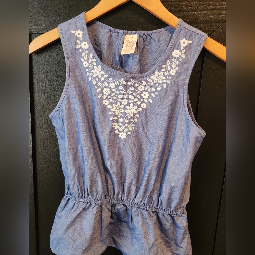Girls Faded Glory blue/denim top~size XL